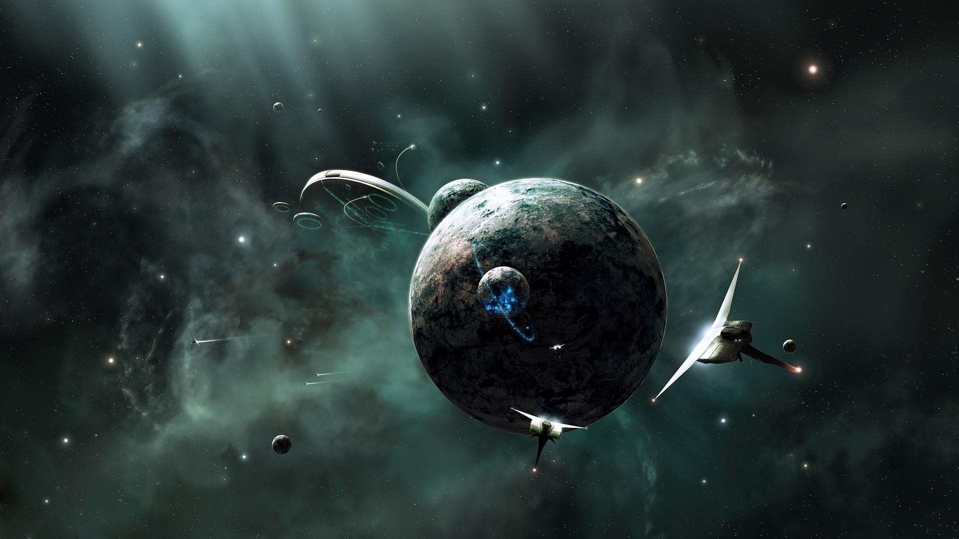 space, Universe, Digital Art, CGI, Planet, Spaceship, Stars, 3D, Science Fiction Wallpaper