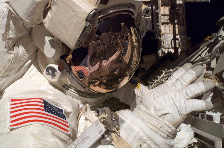 space, Universe, Space Suit, Helmet, American Flag, NASA, Spaceman, Reflection, Earth, Orbits, Space Station HD Wallpaper Desktop Background