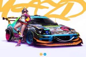 car, Bubble Gum, Women With Cars, Digital Art, Racing, Colorful