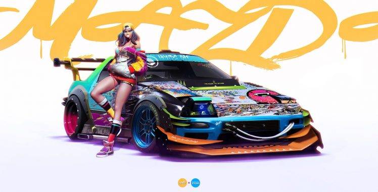 car, Bubble Gum, Women With Cars, Digital Art, Racing, Colorful HD Wallpaper Desktop Background