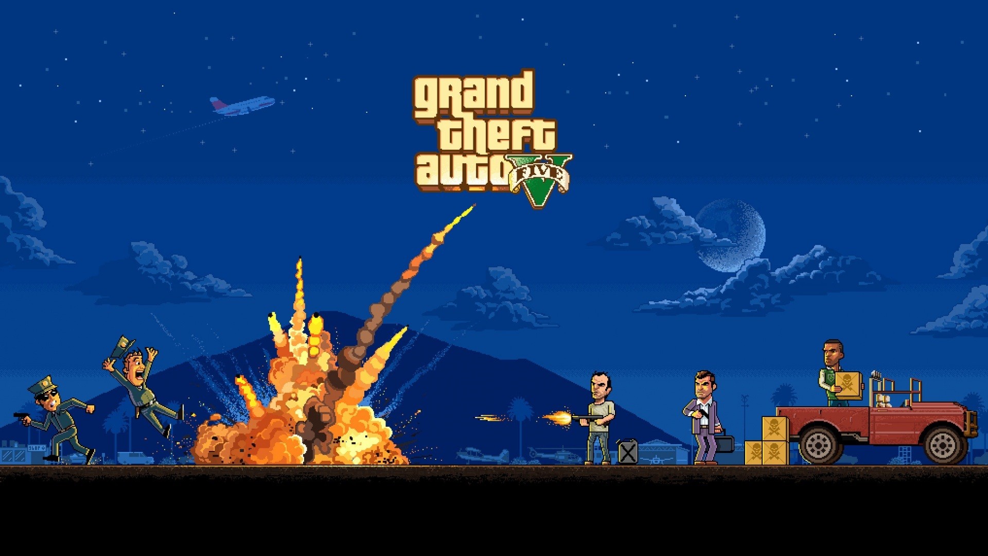 video Games, Grand Theft Auto V, Pixel Art Wallpaper
