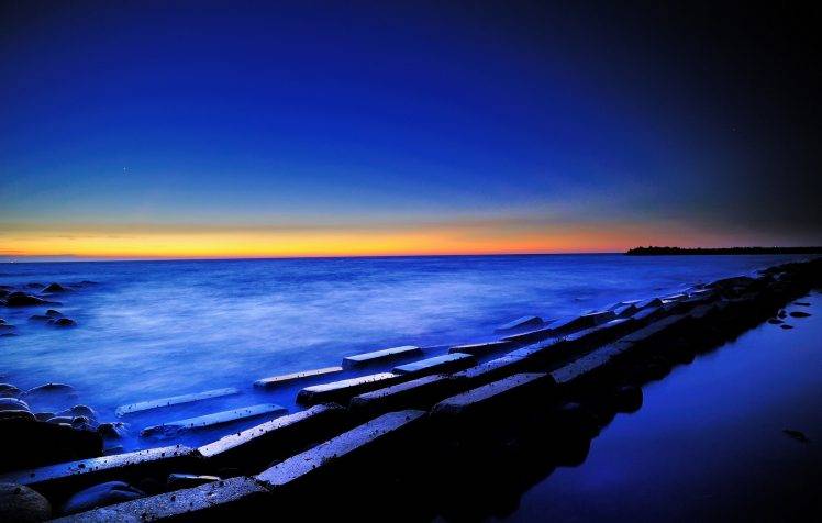 sea, Nature, Blue, Sunset, Water HD Wallpaper Desktop Background