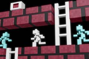 pixels, Pixel Art, 3D, Black Background, Cube, Digital Art, Video Games, Bricks, Ladders, Running