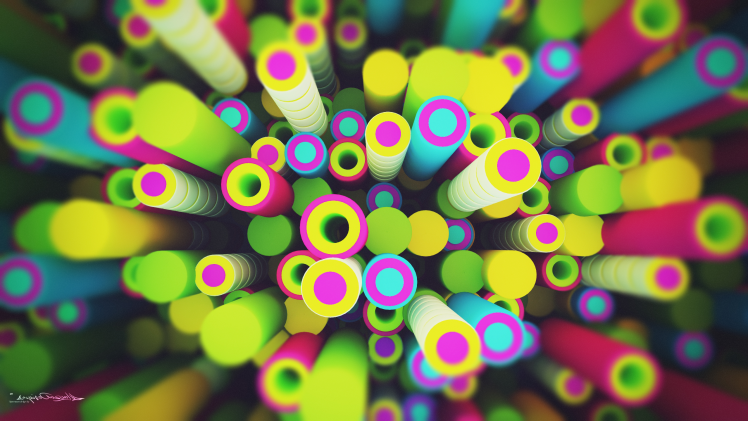 Lacza, Digital Art, Abstract, Sphere, Circle, Colorful, Pipes, 3D HD Wallpaper Desktop Background