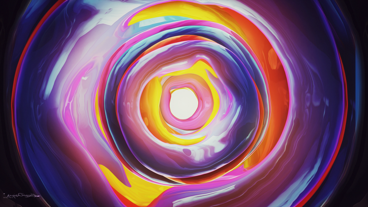 liquid, Lacza, Digital Art, Abstract, Circle, Artwork, Vortex, Colorful, Spiral HD Wallpaper Desktop Background