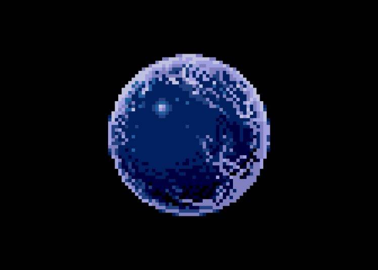 space, Planet, Pixels, Pixel Art, Black Background, Blue, Ball HD Wallpaper Desktop Background