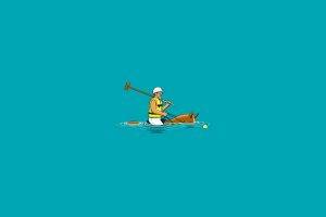 minimalism, Humor, Horse, Sports, Polo, Water, Ball, Drown, Blue Background