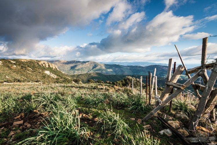 Corsica, Landscape, Nature, Mountain, Clouds, Fence HD Wallpaper Desktop Background