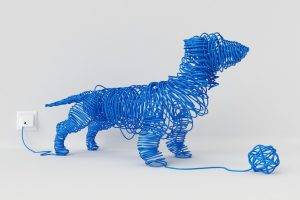 animals, Minimalism, Dog, Blue, Electricity, White Background, Imagination, Ball
