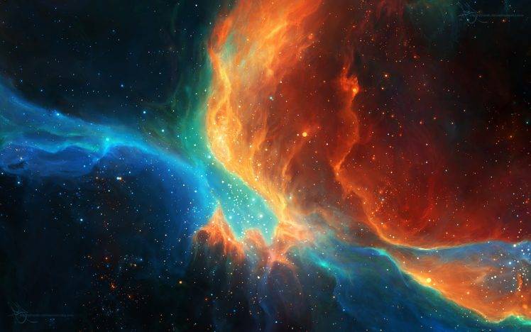 space, Stars, TylerCreatesWorlds, Space Art, Nebula, Orange HD Wallpaper Desktop Background