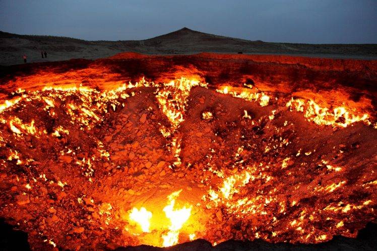nature, Landscape, Door To Hell, Turkmenistan, Fire HD Wallpaper Desktop Background