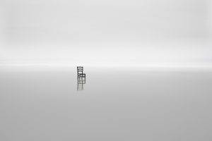 minimalism, Nature, Water, Horizon, Chair, Monochrome, White Background, Reflection