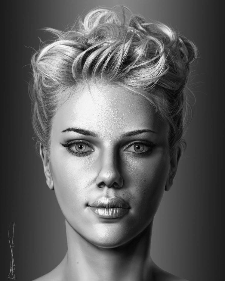 Scarlett Johansson, 3D, Face HD Wallpaper Desktop Background