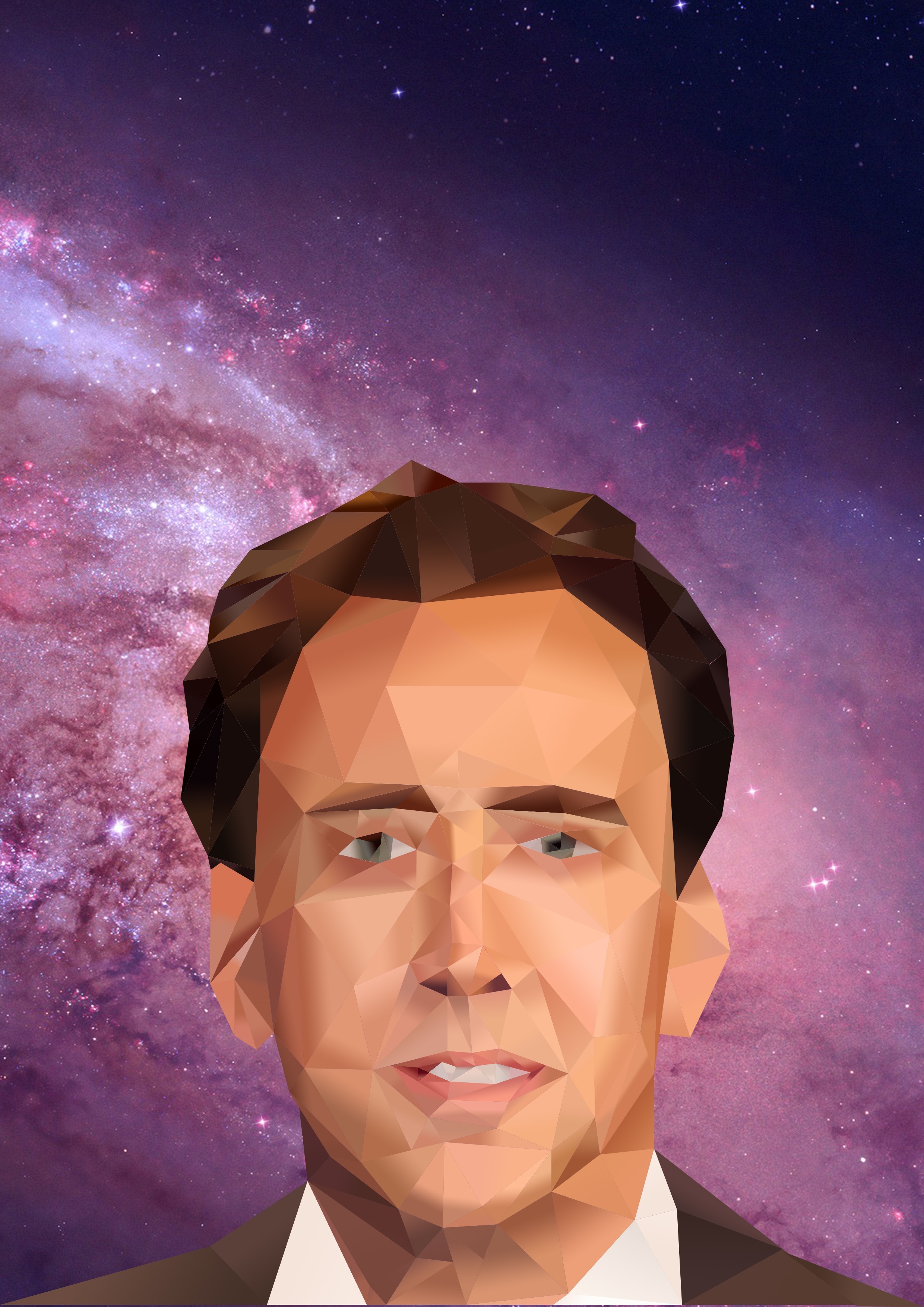 Nicolas Cage, Space, Photoshopped, Adobe Photoshop, Face, Triangle Wallpape...