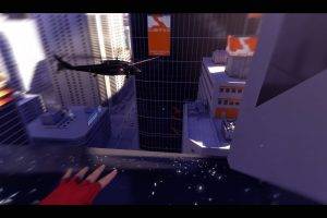 screenshots, Video Games, Mirrors Edge, Helicopters, City, Flag, Advertisements, Gun, Sikorsky UH 60 Black Hawk, Parkour