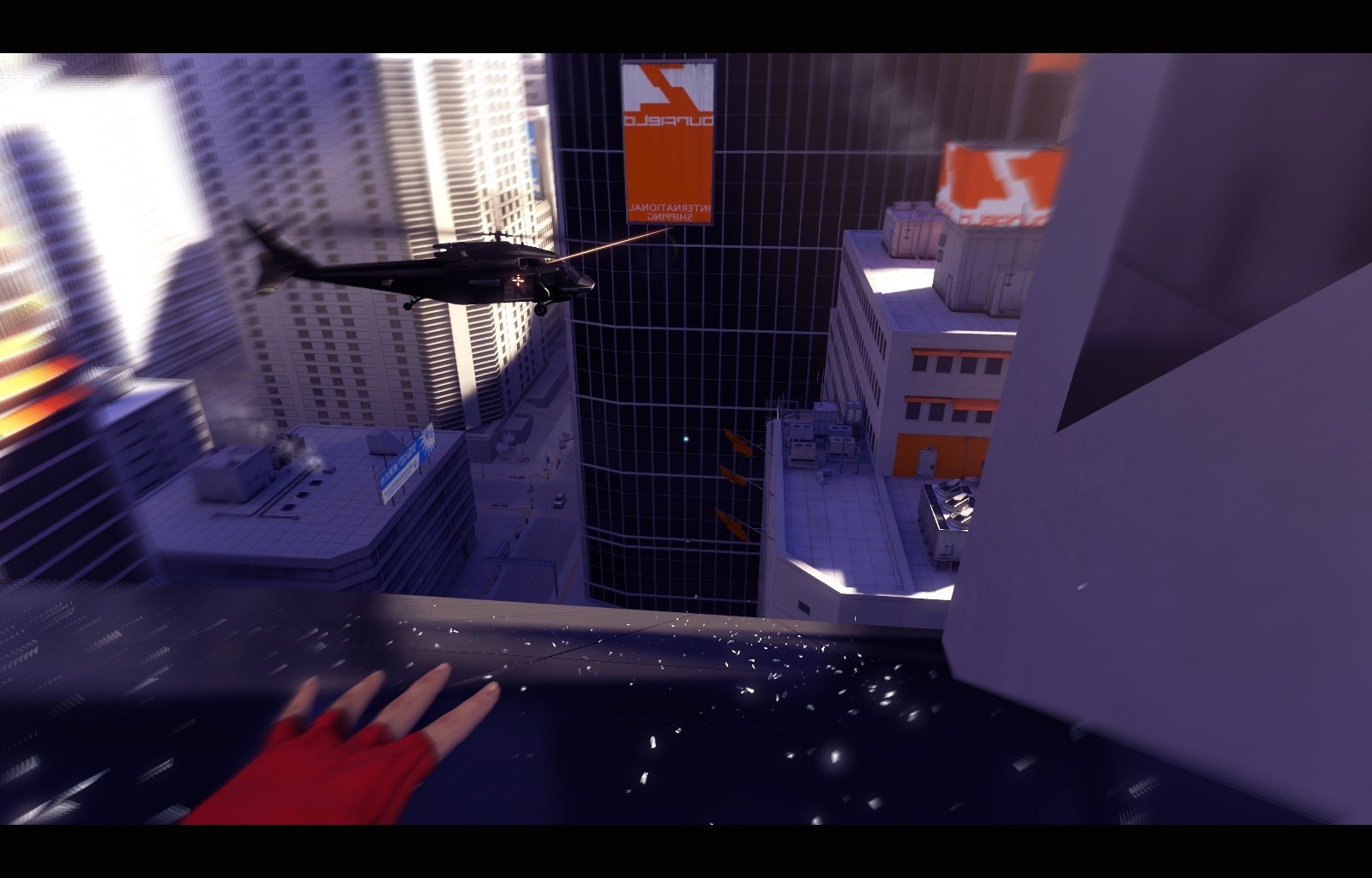 screenshots, Video Games, Mirrors Edge, Helicopters, City, Flag, Advertisements, Gun, Sikorsky UH 60 Black Hawk, Parkour Wallpaper