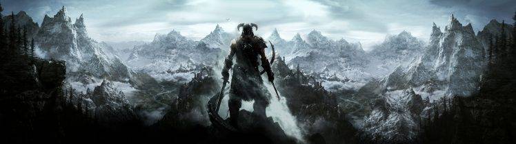 The Elder Scrolls V: Skyrim, Mountain, Snow, Fantasy Art, Sword, Video Games, Landscape HD Wallpaper Desktop Background