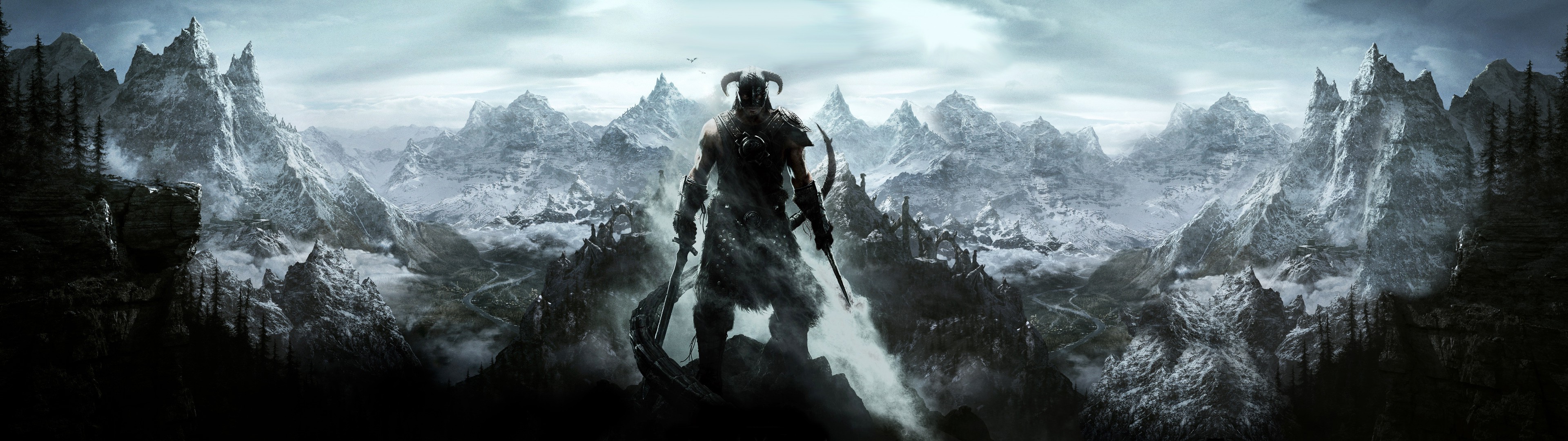 The Elder Scrolls V: Skyrim, Mountain, Snow, Fantasy Art, Sword, Video Games, Landscape Wallpaper