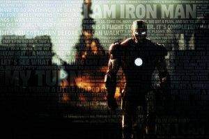 Iron Man, Superhero, Tony Stark, Robert Downey Jr., Typography