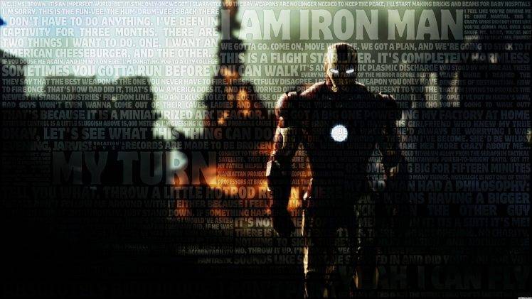 Iron Man, Superhero, Tony Stark, Robert Downey Jr., Typography HD Wallpaper Desktop Background
