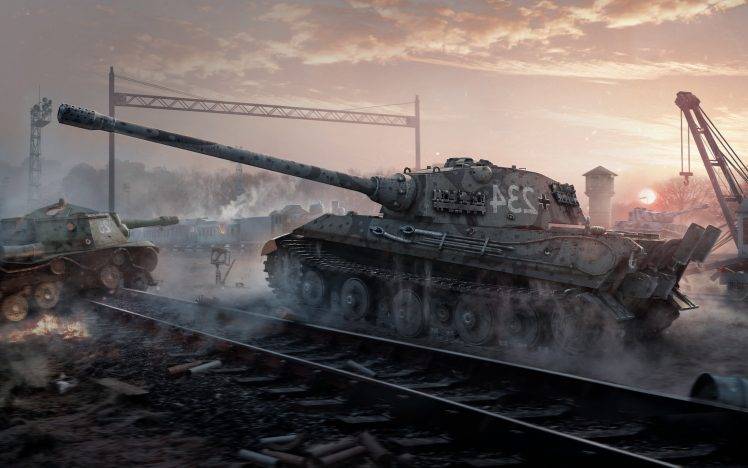World Of Tanks, War, Tank, ISU 152, Video Games, Artwork, Digital Art, Railway, E 75 HD Wallpaper Desktop Background