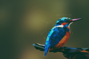 animals, Birds, Kingfisher, Low Poly, Geometry, Digital Art, Artwork, Simple Background