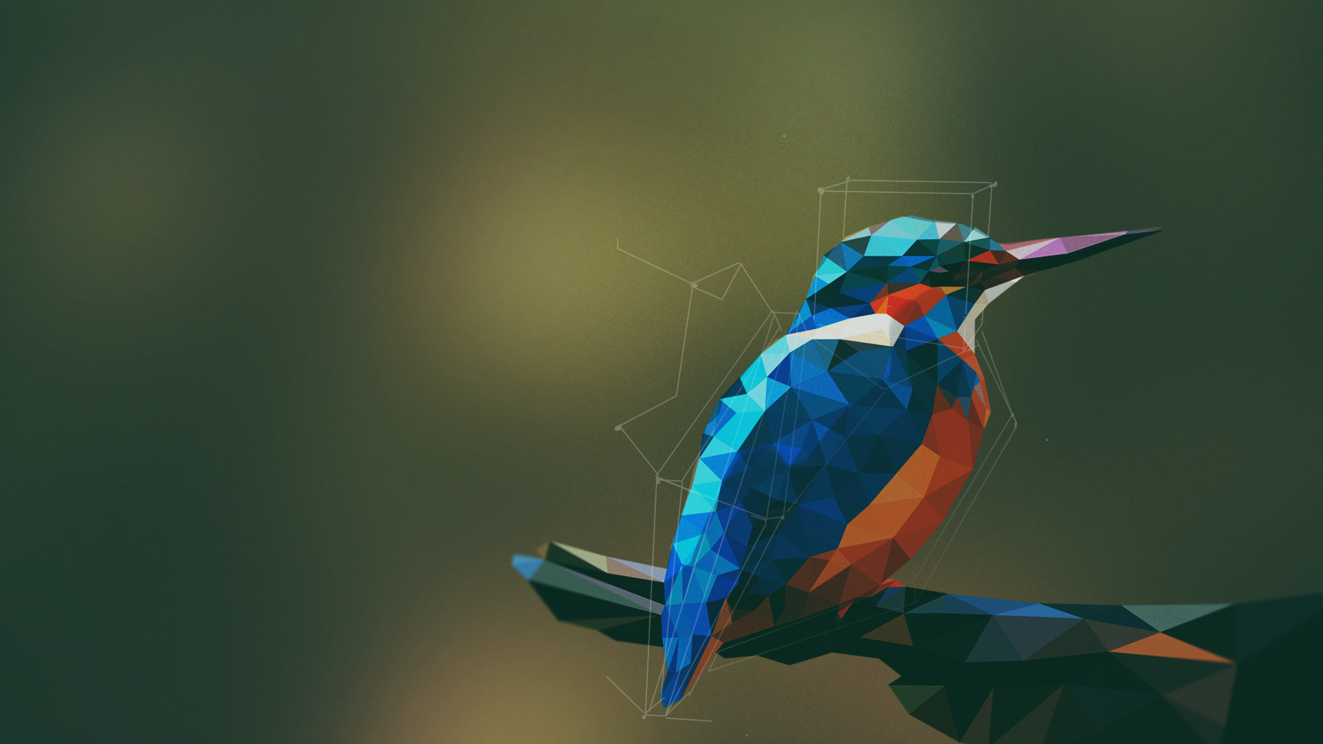 animals, Birds, Kingfisher, Low Poly, Geometry, Digital Art, Artwork,  Simple Background Wallpapers HD / Desktop and Mobile Backgrounds