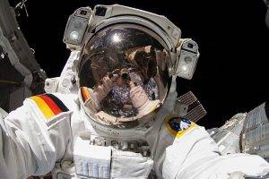 space, Universe, Space Station, Orbits, Orbital Stations, Space Suit, German, Flag, Helmet, Self Shots, Camera, Reflection, Earth, ESA
