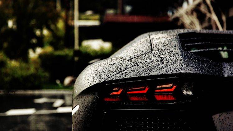 Lamborghini, Water Drops HD Wallpaper Desktop Background