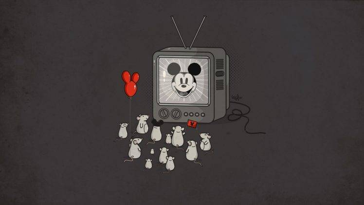 mice, Mickey Mouse, Television Sets, Balloons, Humor HD Wallpaper Desktop Background