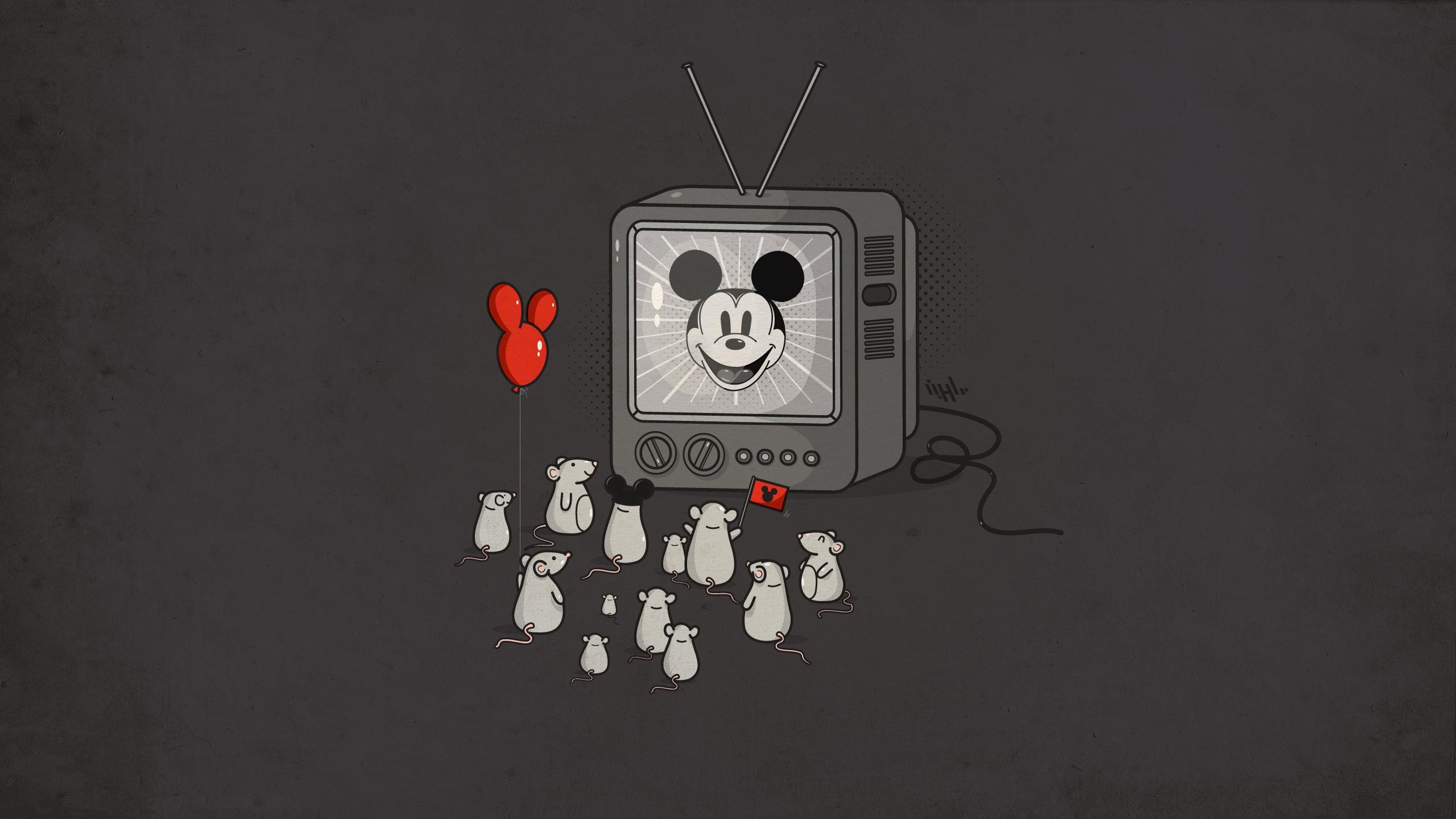 mice, Mickey Mouse, Television Sets, Balloons, Humor Wallpaper