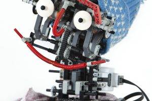 LEGO, Robot, Technology, Shirt, Face, Eyes, Flowers, White Background, Toys, Bricks, Gears, Pipes