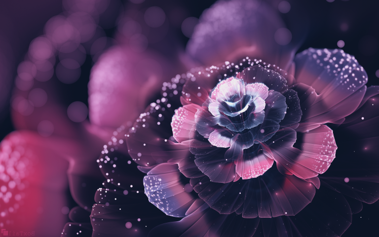 fractal, Fractal Flowers, Abstract, Petals, Bokeh, Digital Art HD Wallpaper Desktop Background