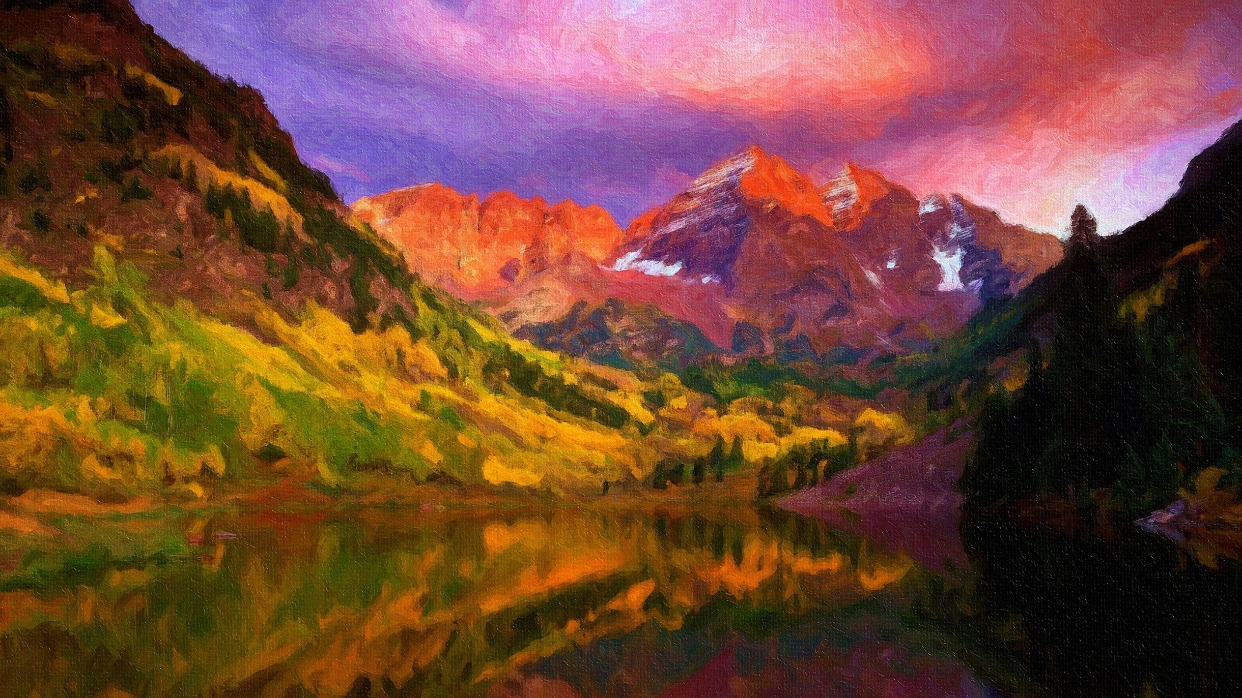 landscape Painting Mountain Wallpapers HD Desktop and 