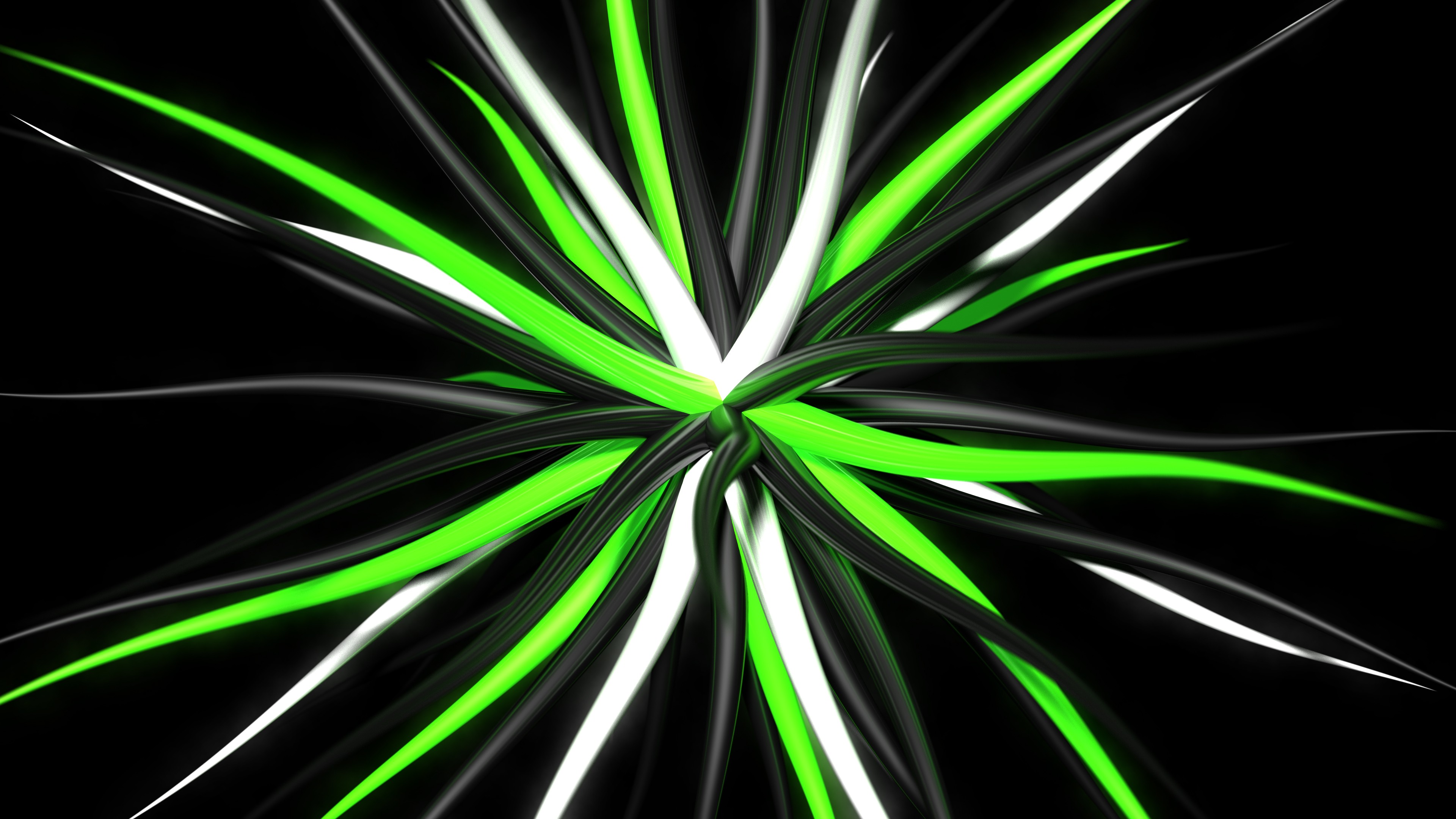 abstract Digital Art Black  Background  Green  3D 