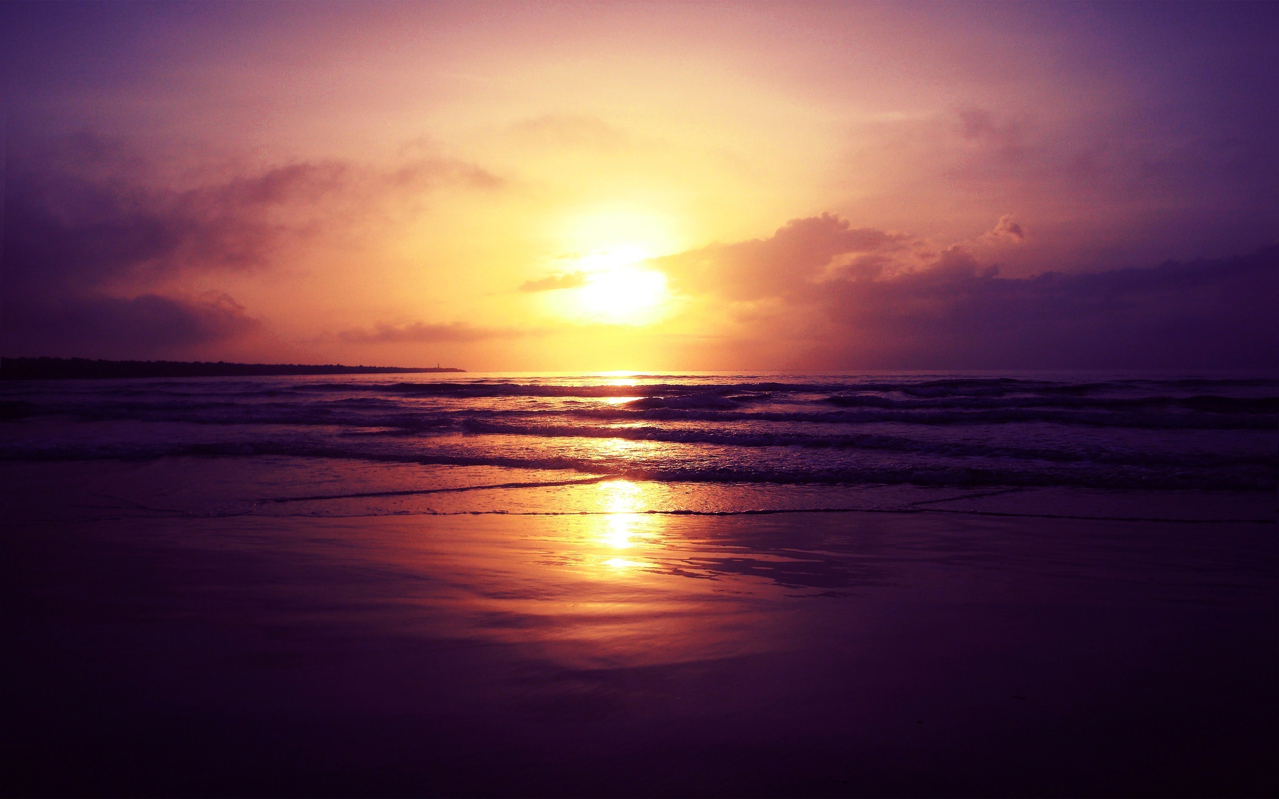 sunset, Landscape, Nature, Beach, Waves, Sea, Coast, Reflection Wallpaper