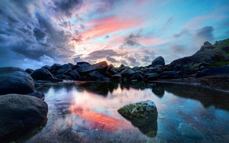 nature, Lake, Sunset, Clouds HD Wallpaper Desktop Background