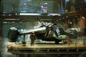 cyberpunk, CGI, Artwork, Stefan Morrell, Digital Art, Spaceship, Science Fiction