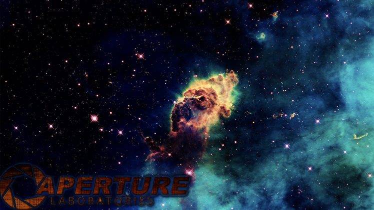 Aperture Laboratories, Aperture, Portal, Portal 2, Space, Video Games, Gamers, Blue, Black, Orange HD Wallpaper Desktop Background