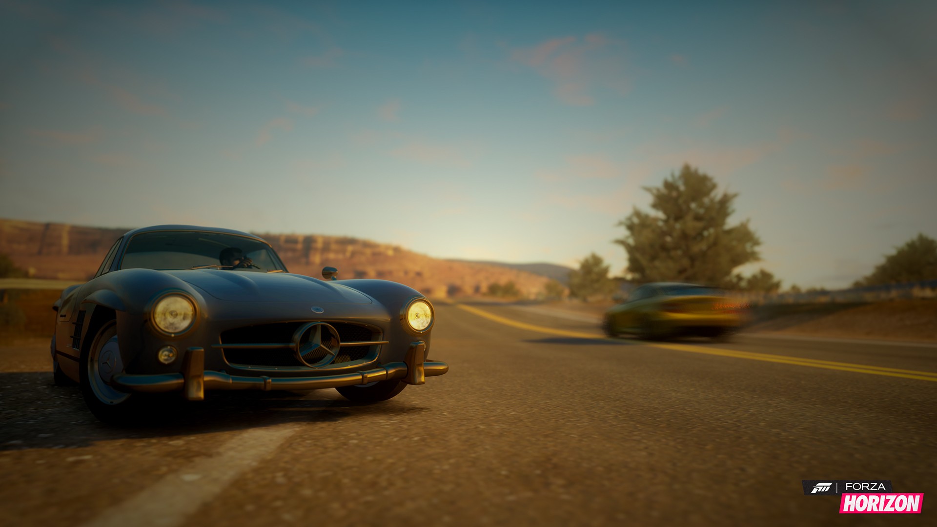 Forza Horizon, Mercedes Benz, Yellow, Silver, Road Wallpaper