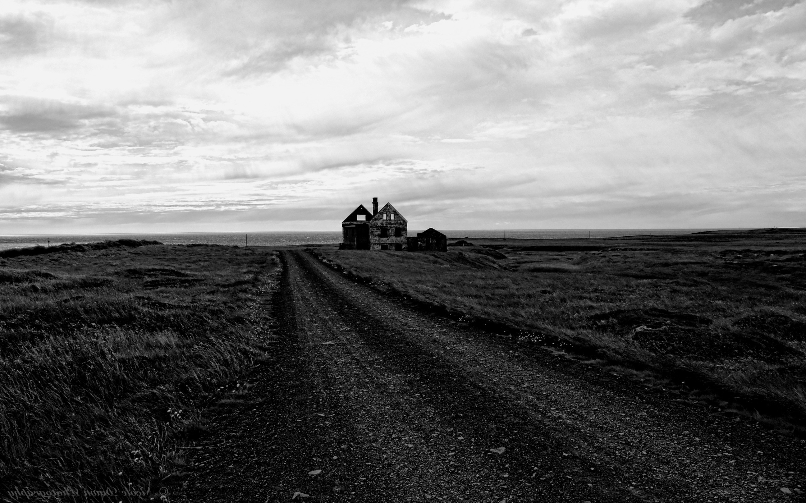 Iceland, Landscape, Ruin, Coast, Sea, Overcast Wallpaper