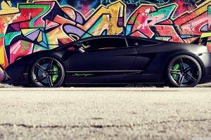 car, Lamborghini, Black Cars, Graffiti, Lamborghini Gallardo Superleggera LP570