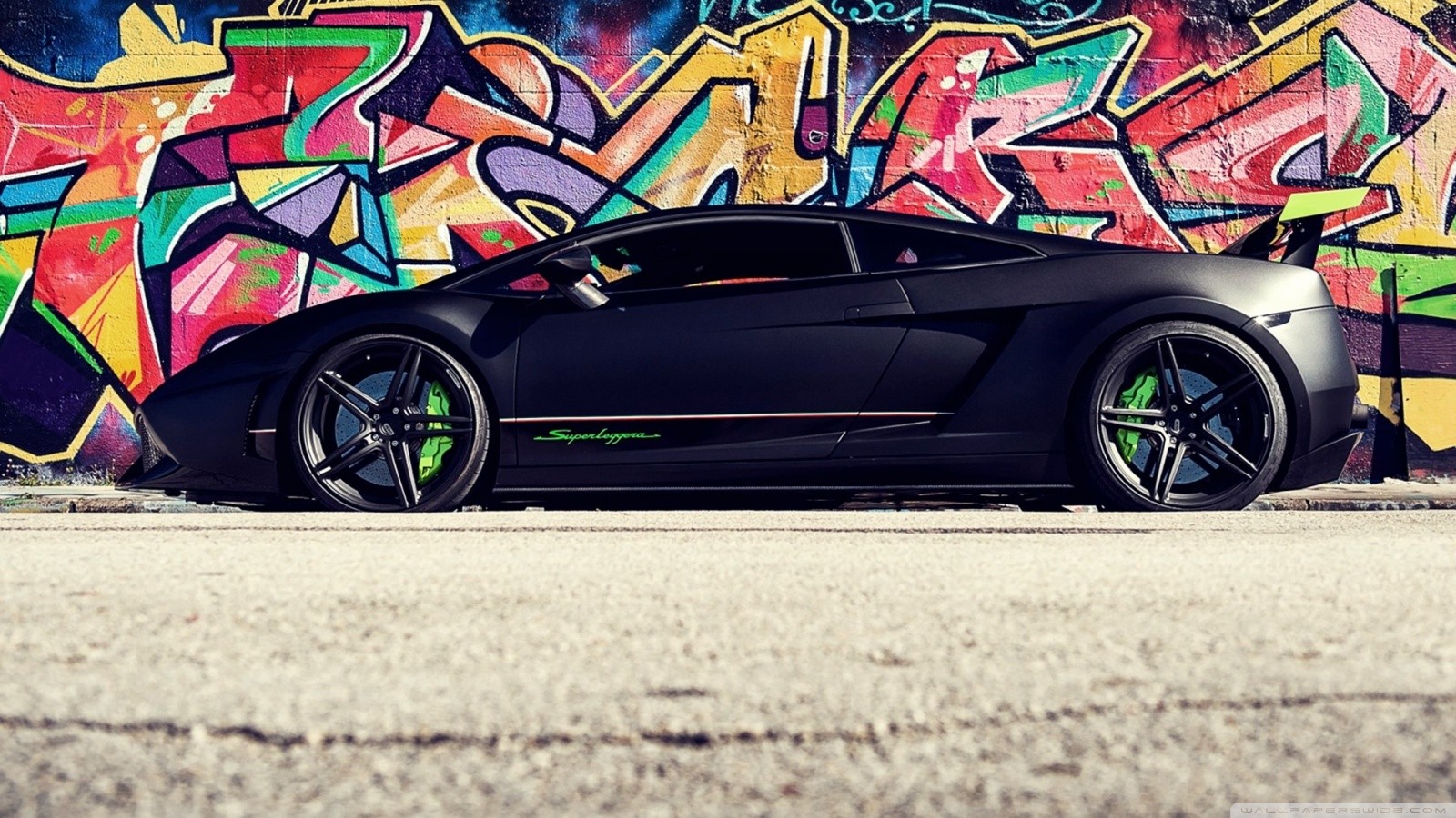 car, Lamborghini, Black Cars, Graffiti, Lamborghini Gallardo Superleggera LP570 Wallpaper