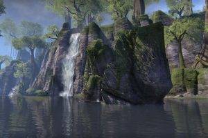 The Elder Scrolls Online, Quadruple Monitors, Water, Forest, Lake, Ruin