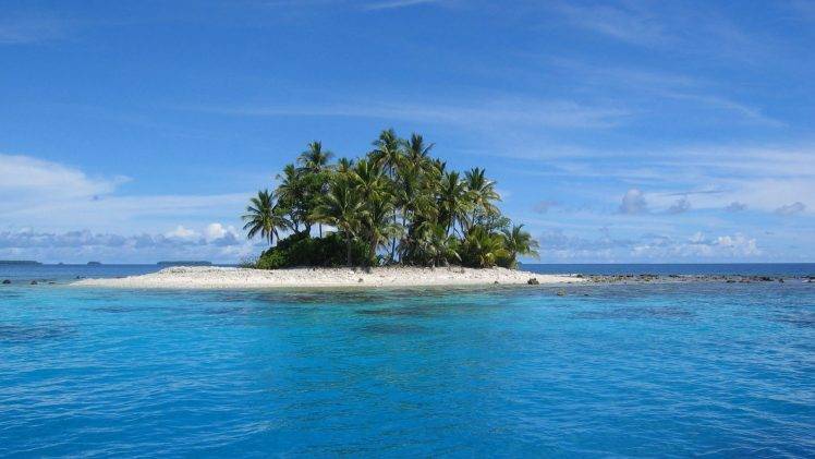 island, Palm Trees, Landscape, Nature, Beach, Sea HD Wallpaper Desktop Background