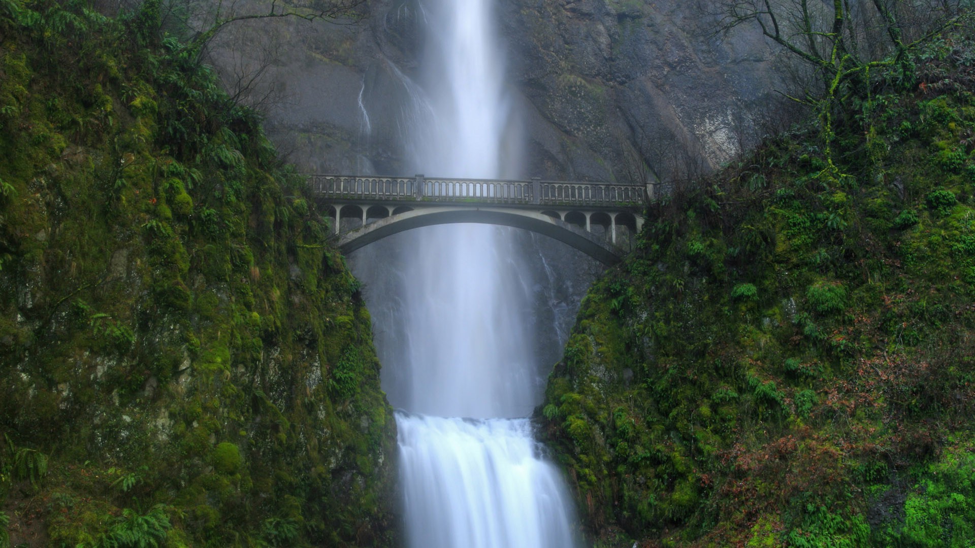 nature, Landscape, Waterfall, Bridge Wallpaper