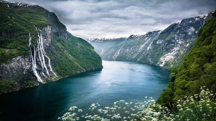 nature, Landscape, Mountain, River, Waterfall, Norway HD Wallpaper Desktop Background