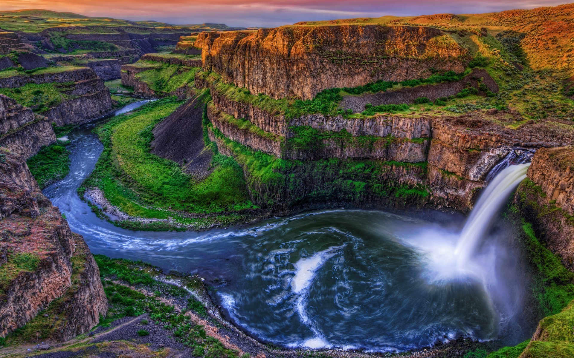 landscape, Nature, Waterfall, River, Canyon, Palouse Falls, Washington State Wallpaper