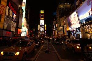 New York City, Time Square, City, Traffic, Street, Taxi, Car, Vehicle