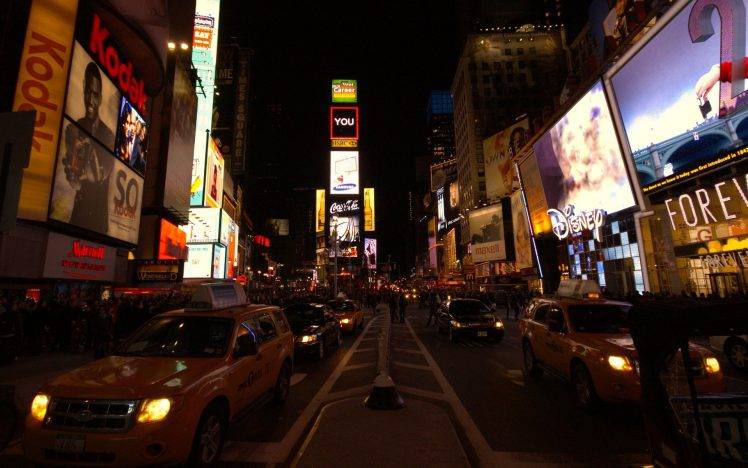 New York City, Time Square, City, Traffic, Street, Taxi, Car, Vehicle HD Wallpaper Desktop Background